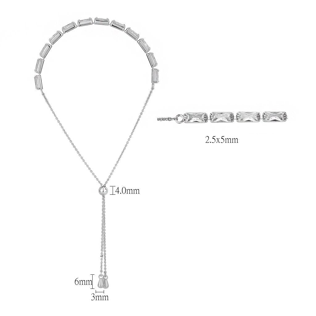 3W1661 - Rhodium Brass Bracelet with AAA Grade CZ in Clear-1