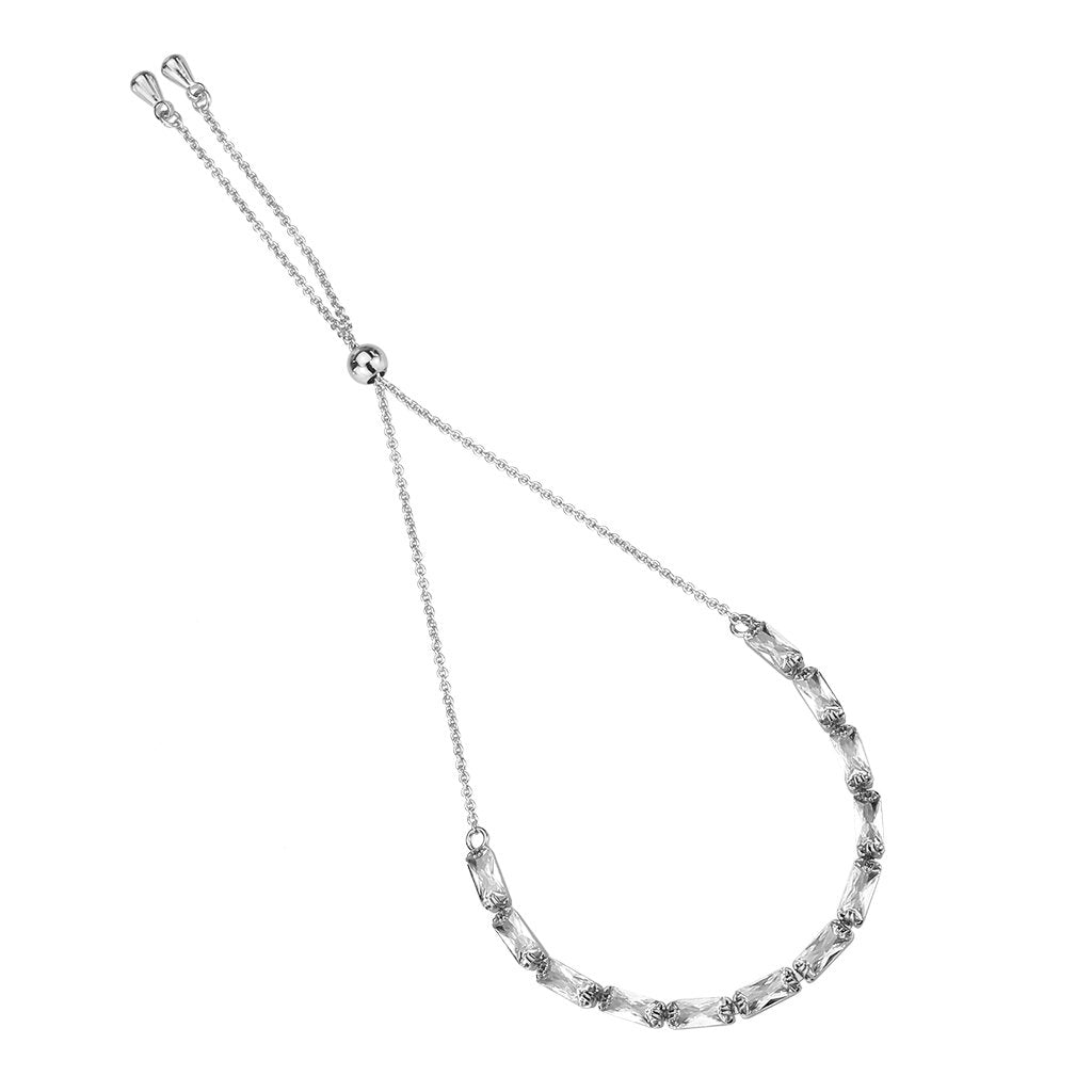 3W1661 - Rhodium Brass Bracelet with AAA Grade CZ in Clear-2