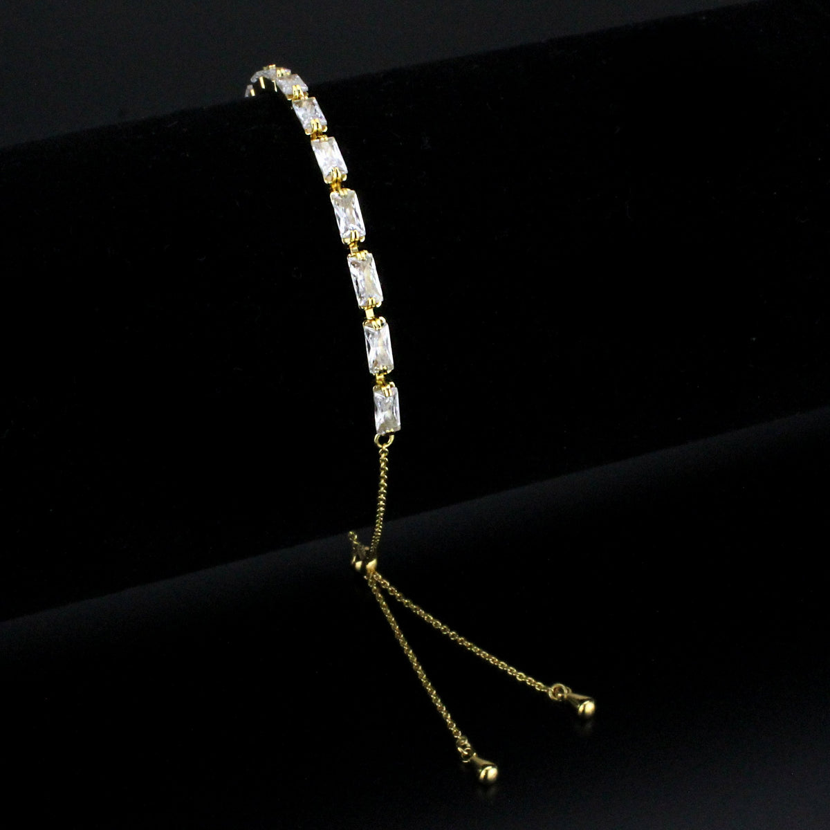 3W1662 - Gold Brass Bracelet with AAA Grade CZ in Clear-0