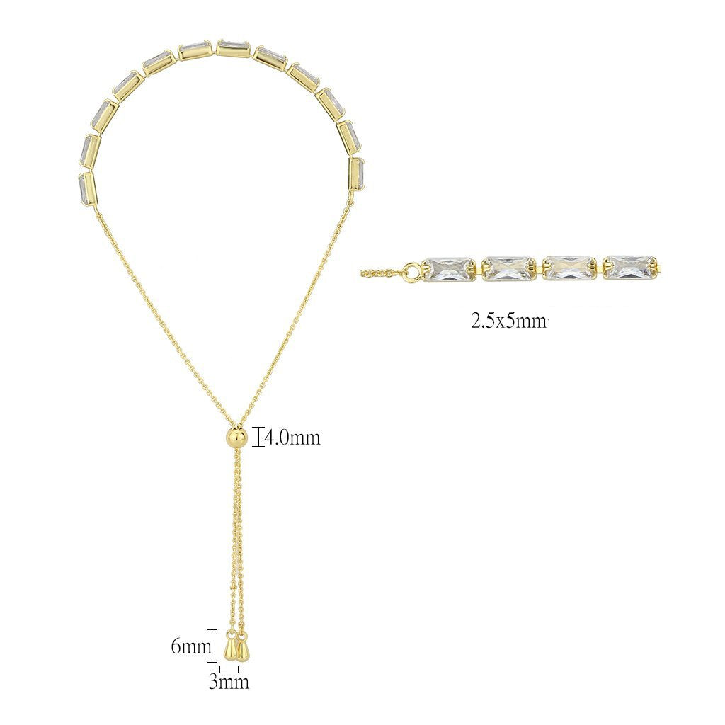 3W1662 - Gold Brass Bracelet with AAA Grade CZ in Clear-1