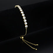 3W1665 - Gold Brass Bracelet with AAA Grade CZ in Clear-0