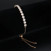 3W1666 - Rose Gold Brass Bracelet with AAA Grade CZ in Clear-0