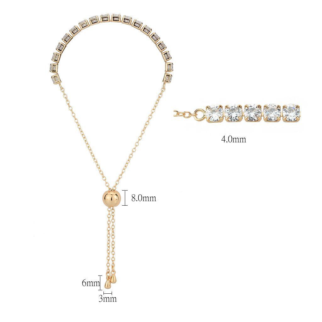 3W1666 - Rose Gold Brass Bracelet with AAA Grade CZ in Clear-1