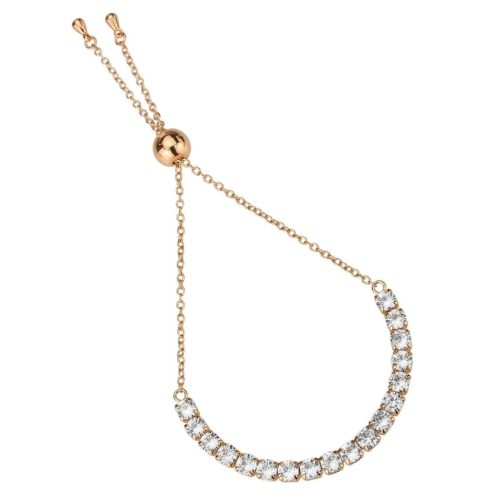 3W1666 - Rose Gold Brass Bracelet with AAA Grade CZ in Clear-2