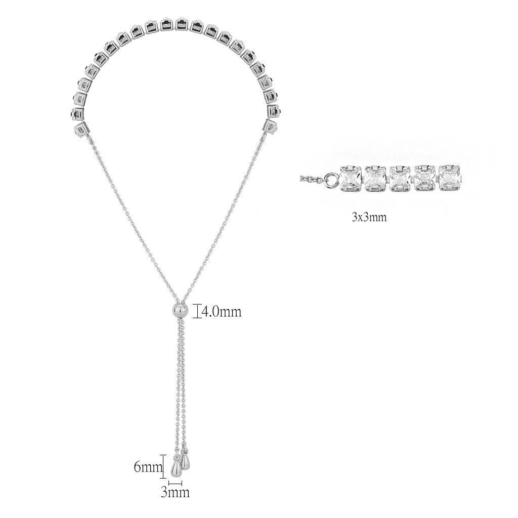 3W1667 - Rhodium Brass Bracelet with AAA Grade CZ in Clear-1