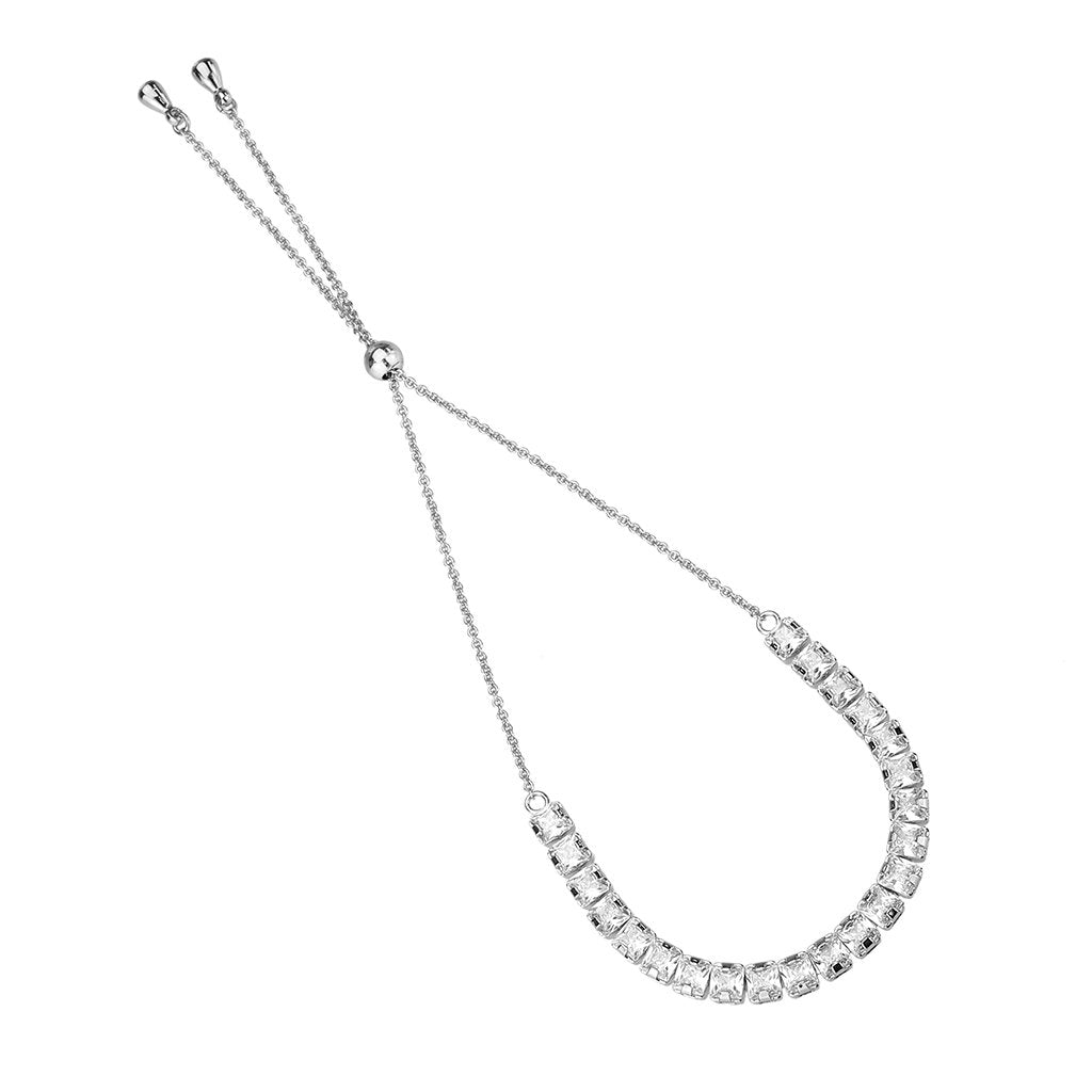 3W1667 - Rhodium Brass Bracelet with AAA Grade CZ in Clear-2