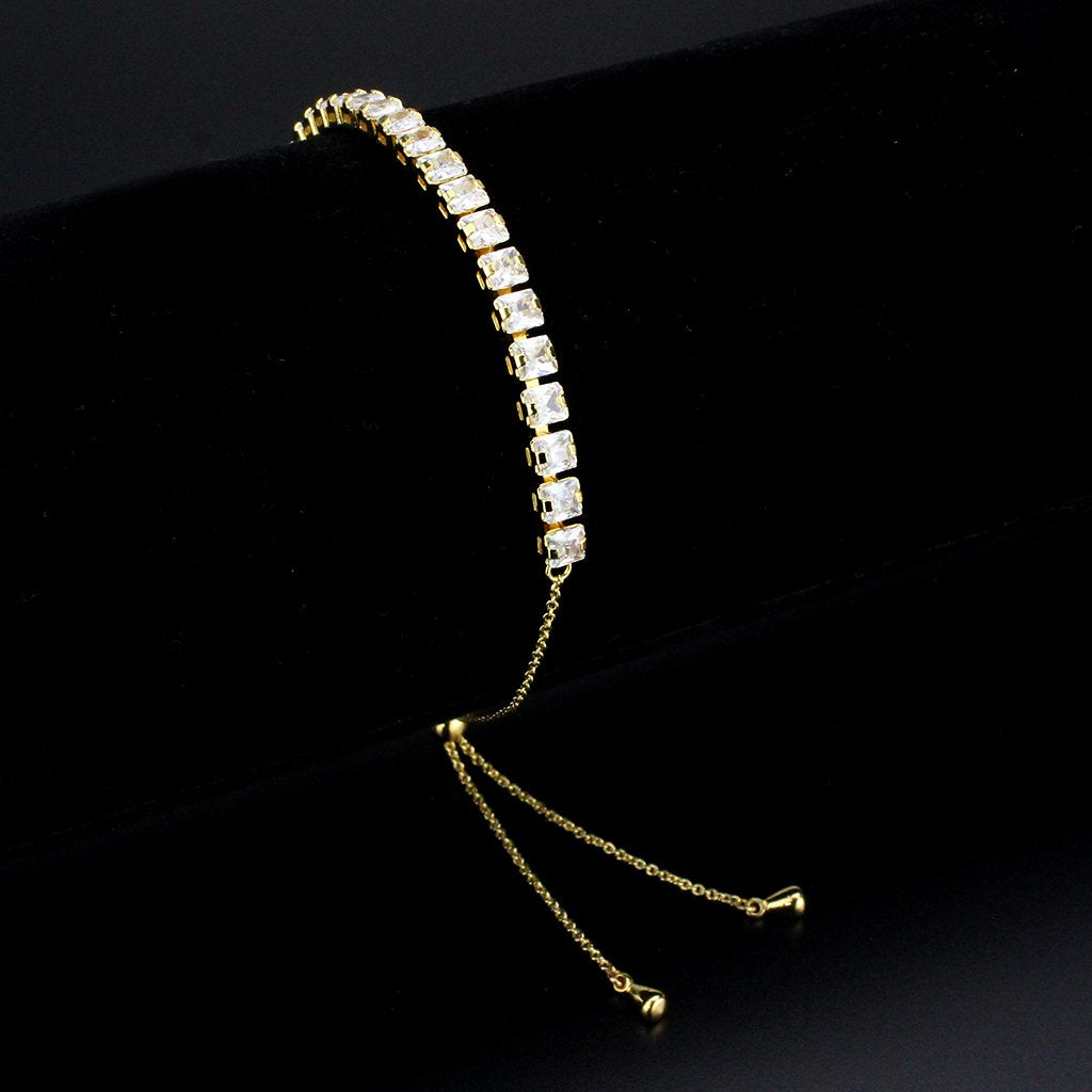 3W1668 - Gold Brass Bracelet with AAA Grade CZ in Clear-0