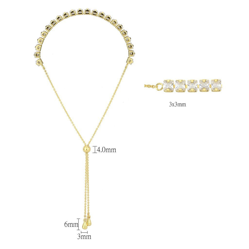 3W1668 - Gold Brass Bracelet with AAA Grade CZ in Clear-1