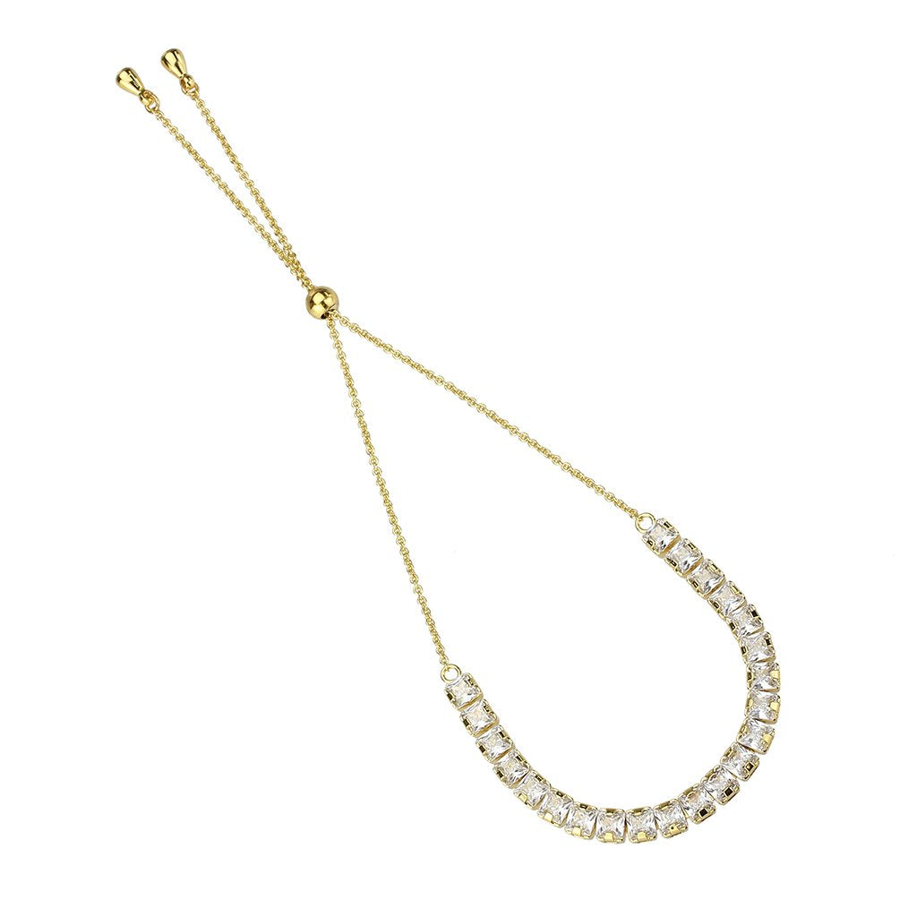 3W1668 - Gold Brass Bracelet with AAA Grade CZ in Clear-2