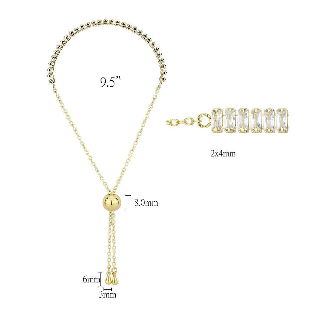 3W1674 - Gold Brass Bracelet with AAA Grade CZ in Clear-1