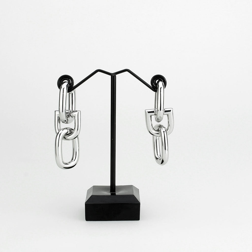 3W1736 - Imitation Rhodium Brass Earring with NoStone in No Stone-2