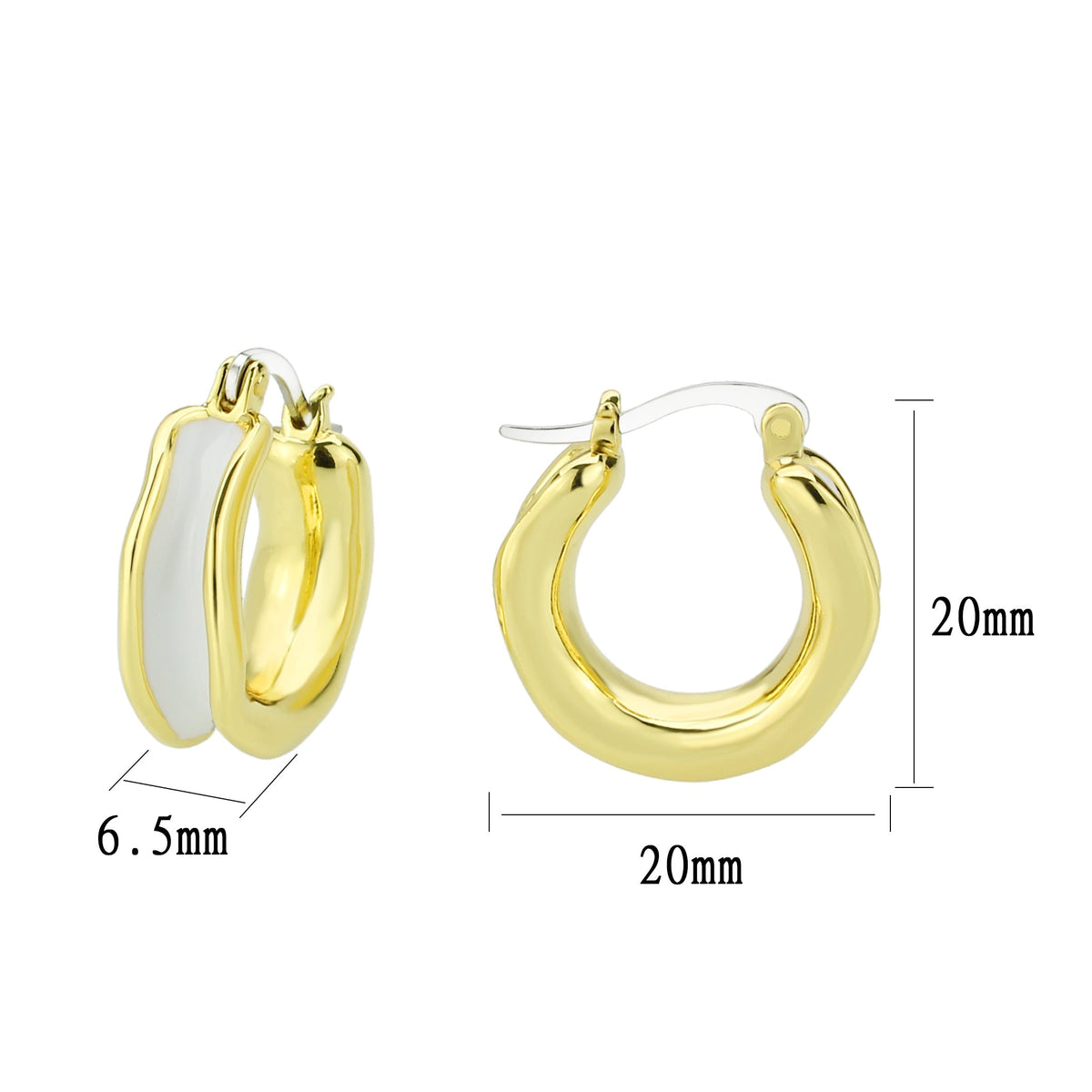 3W1737G - Flash Gold Brass Earring with Epoxy in No Stone-1