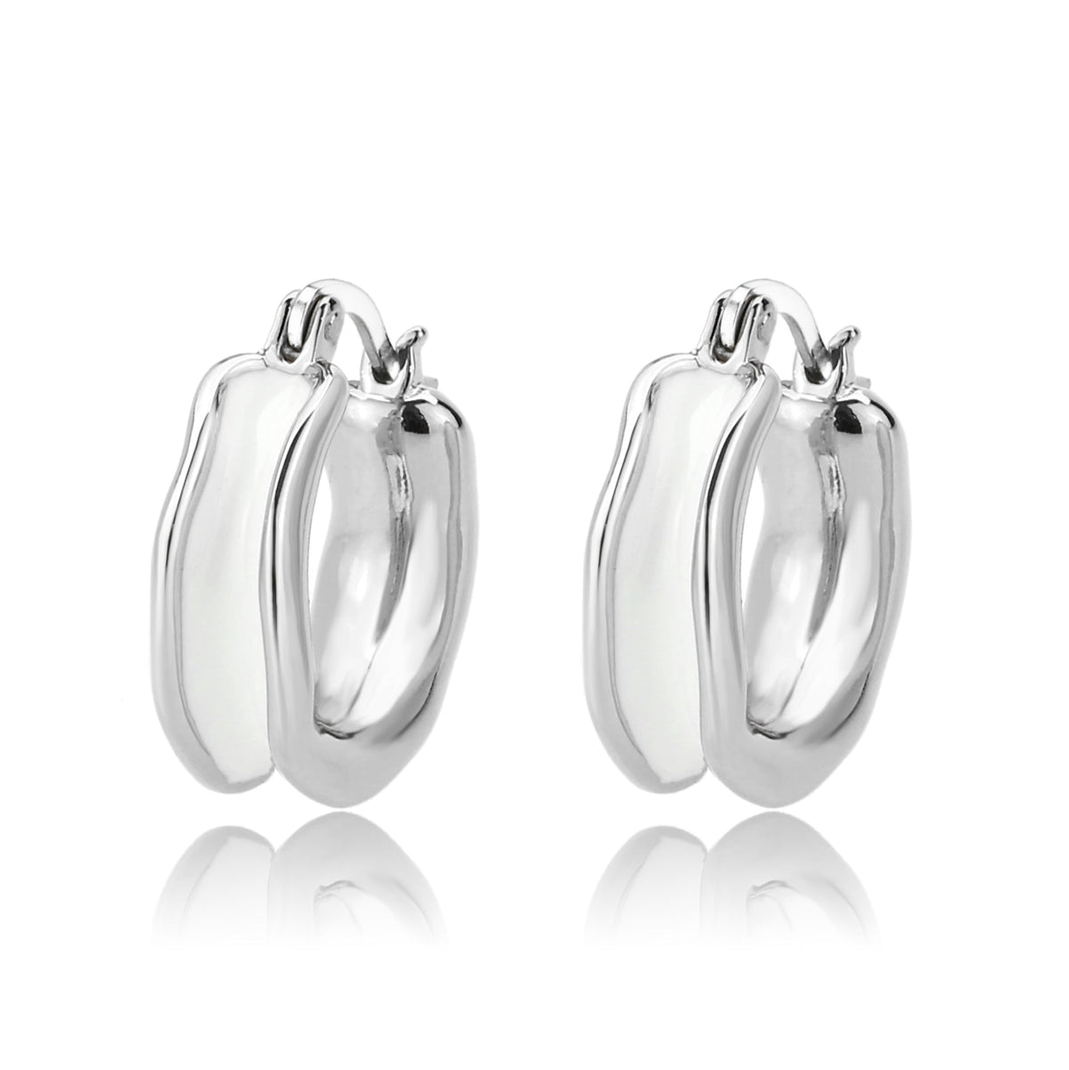 3W1737 - Imitation Rhodium Brass Earring with Epoxy in No Stone-0