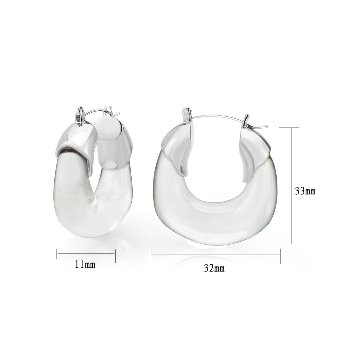 3W1738 - Imitation Rhodium Brass Earring with Synthetic in Clear-2