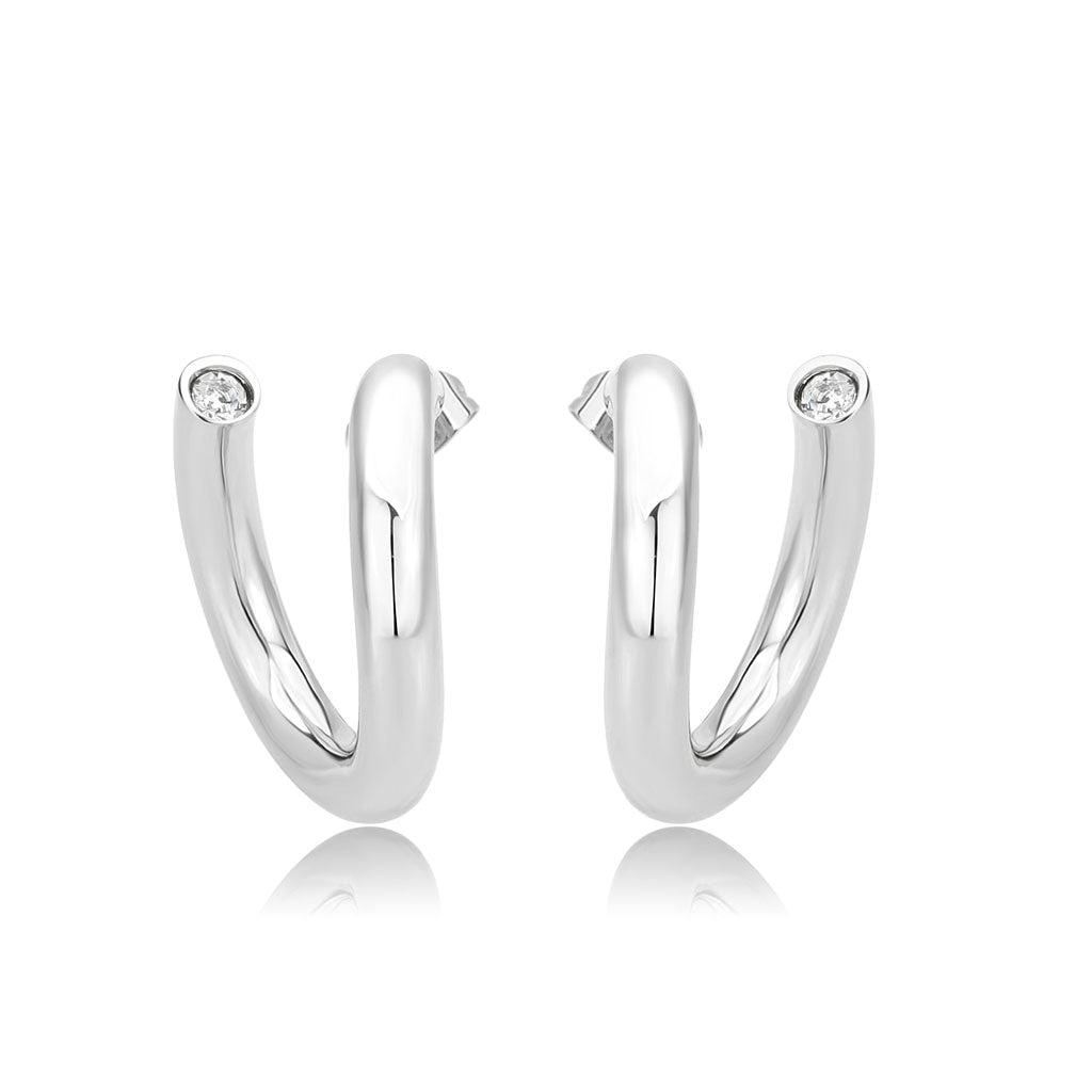 3W1742 - Imitation Rhodium Brass Earring with NoStone in No Stone-0