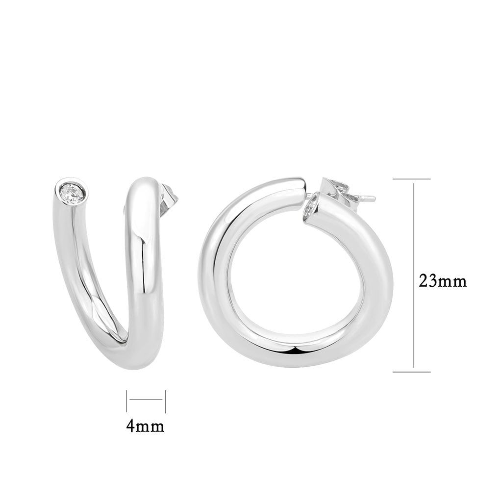 3W1742 - Imitation Rhodium Brass Earring with NoStone in No Stone-1