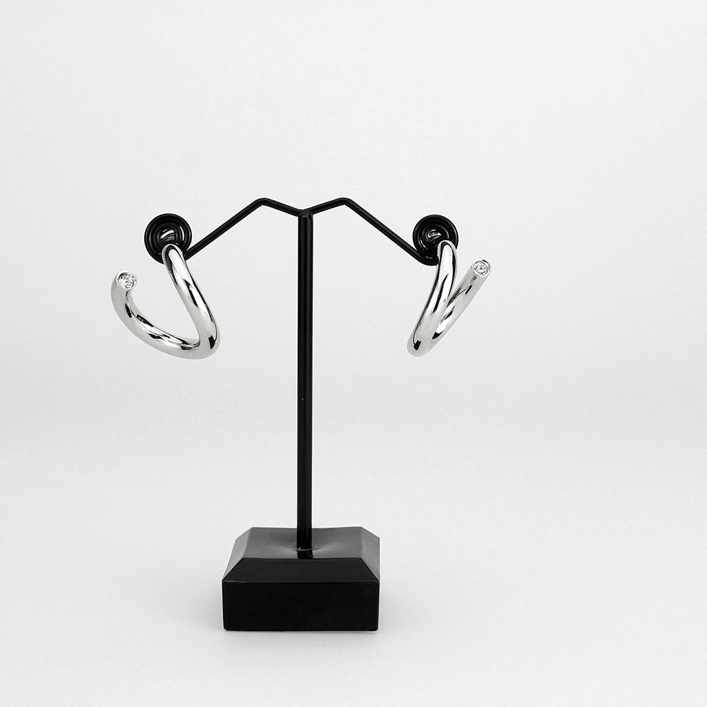3W1742 - Imitation Rhodium Brass Earring with NoStone in No Stone-2