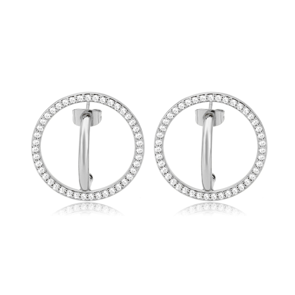3W1744 - Imitation Rhodium Brass Earring with AAA Grade CZ in Clear-0