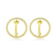 3W1744G - Flash Gold Brass Earring with AAA Grade CZ in Clear-0