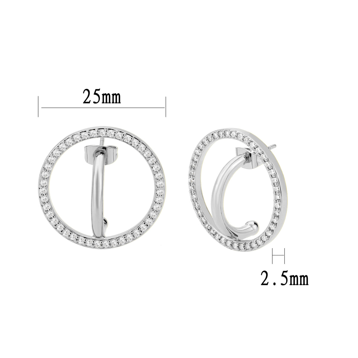3W1744 - Imitation Rhodium Brass Earring with AAA Grade CZ in Clear-2