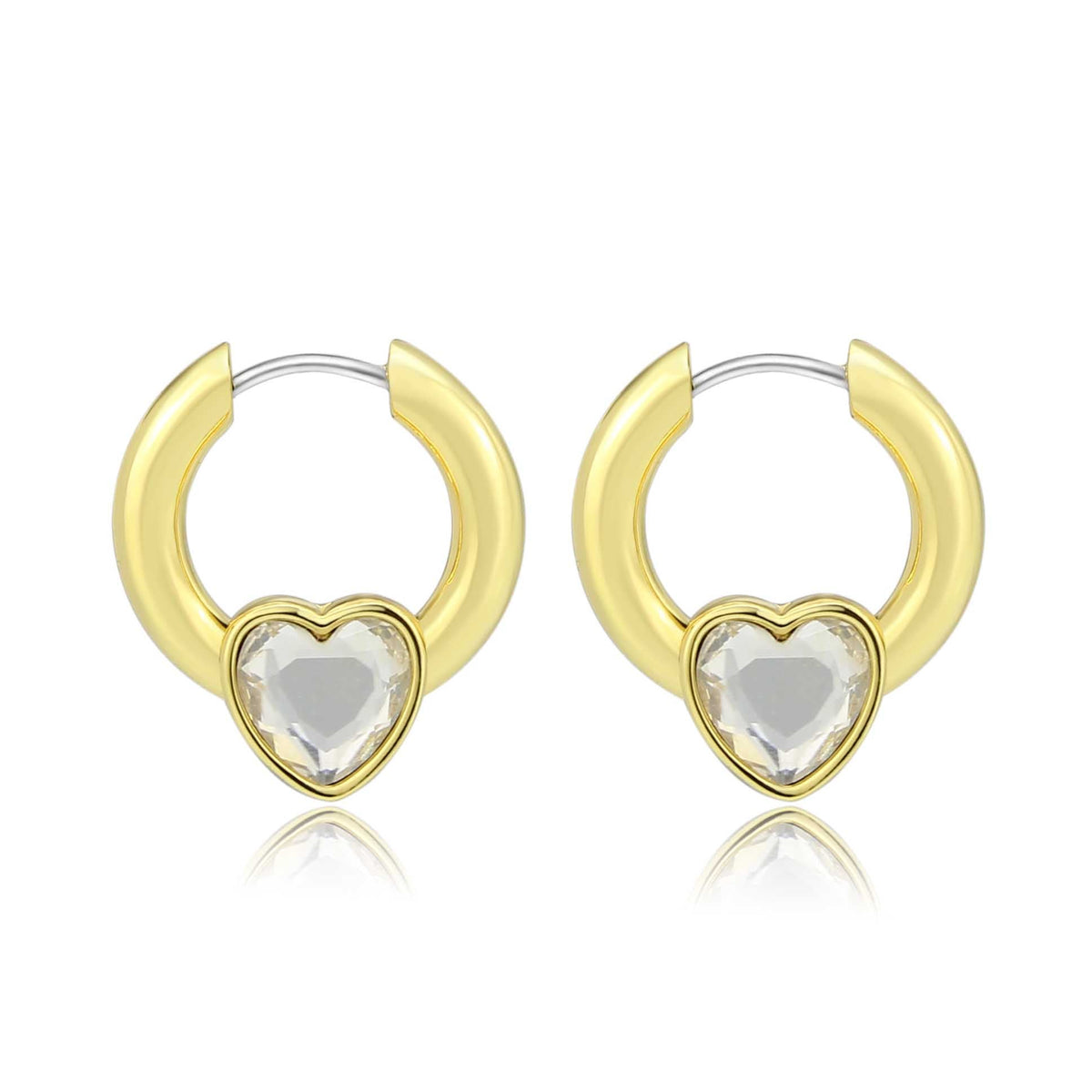 3W1747G - Flash Gold Brass Earring with Top Grade Crystal in Clear-0