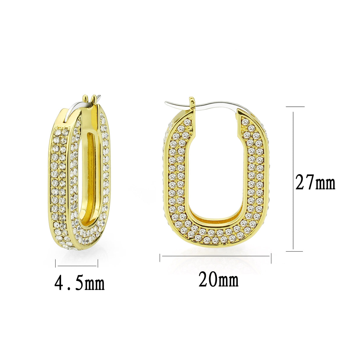 3W1748G - Flash Gold Brass Earring with Top Grade Crystal in Clear-1