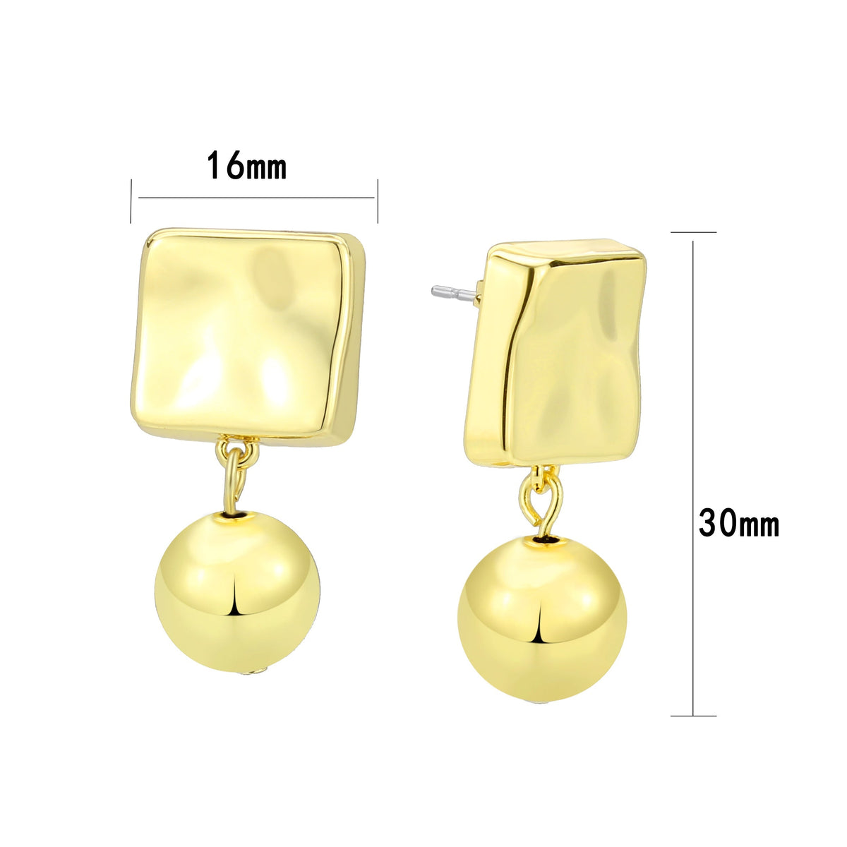 3W1750G - Flash Gold Brass Earring with NoStone in No Stone-2