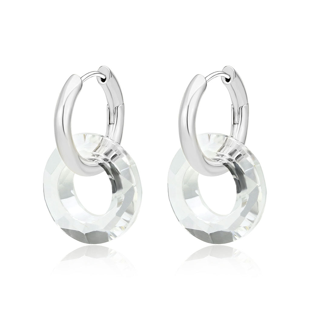 3W1754 - Imitation Rhodium Brass Earring with Synthetic in Clear-2