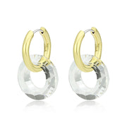 3W1754G - Flash Gold Brass Earring with Synthetic in Clear-0