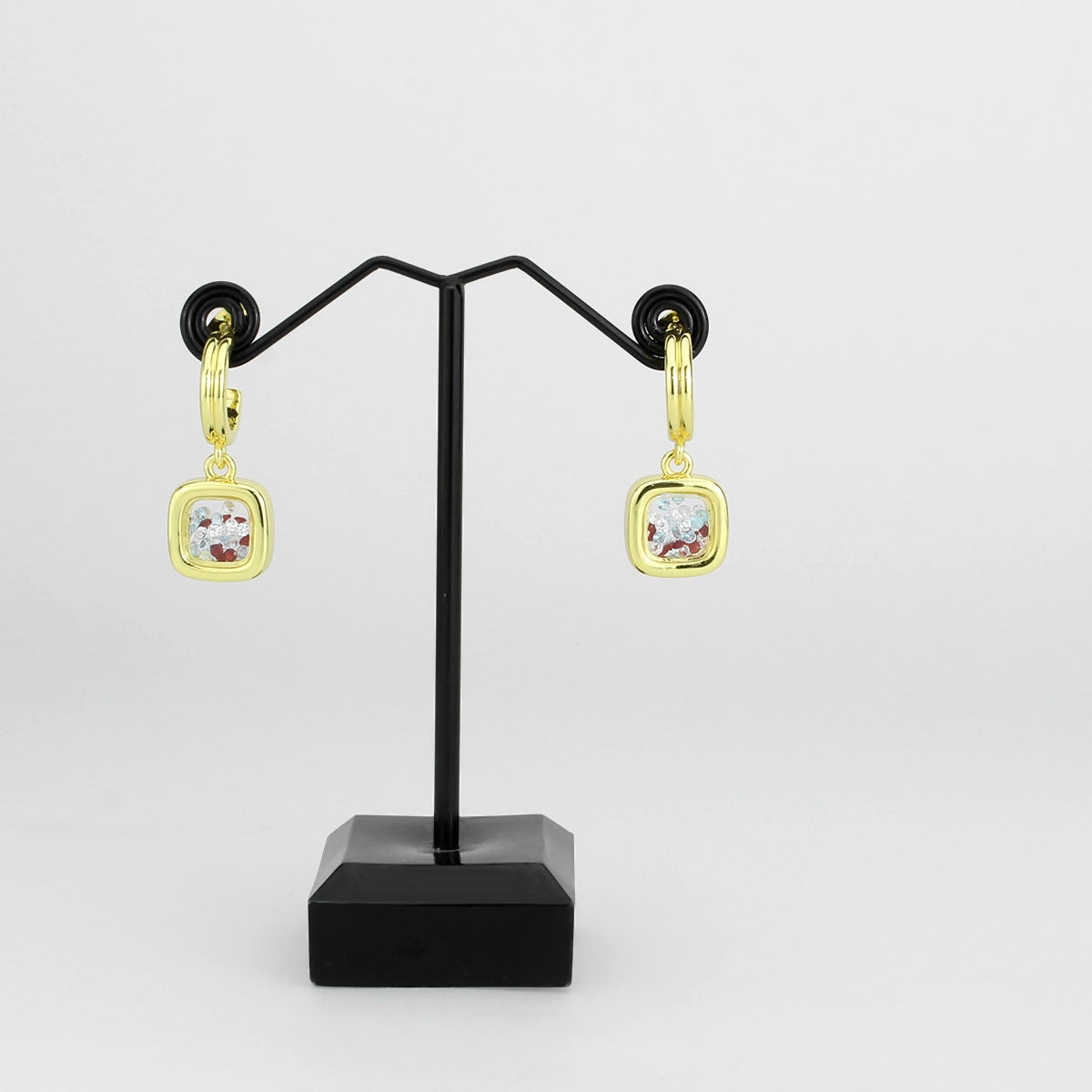 3W1756G - Flash Gold Brass Earring with AAA Grade CZ in MultiColor-1