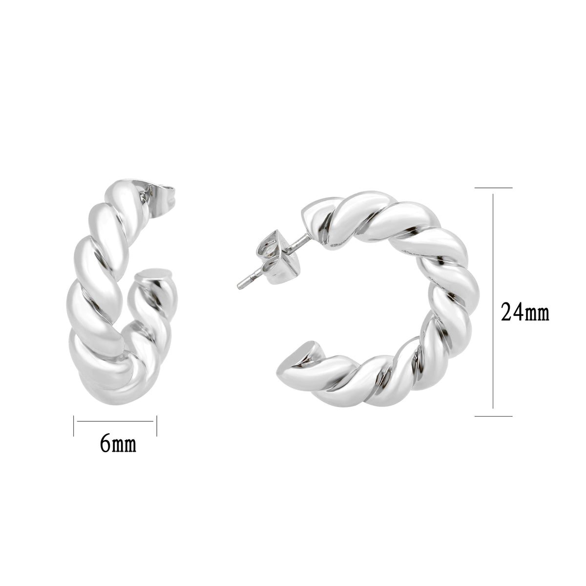 3W1761 - Imitation Rhodium Brass Earring with NoStone in No Stone-1