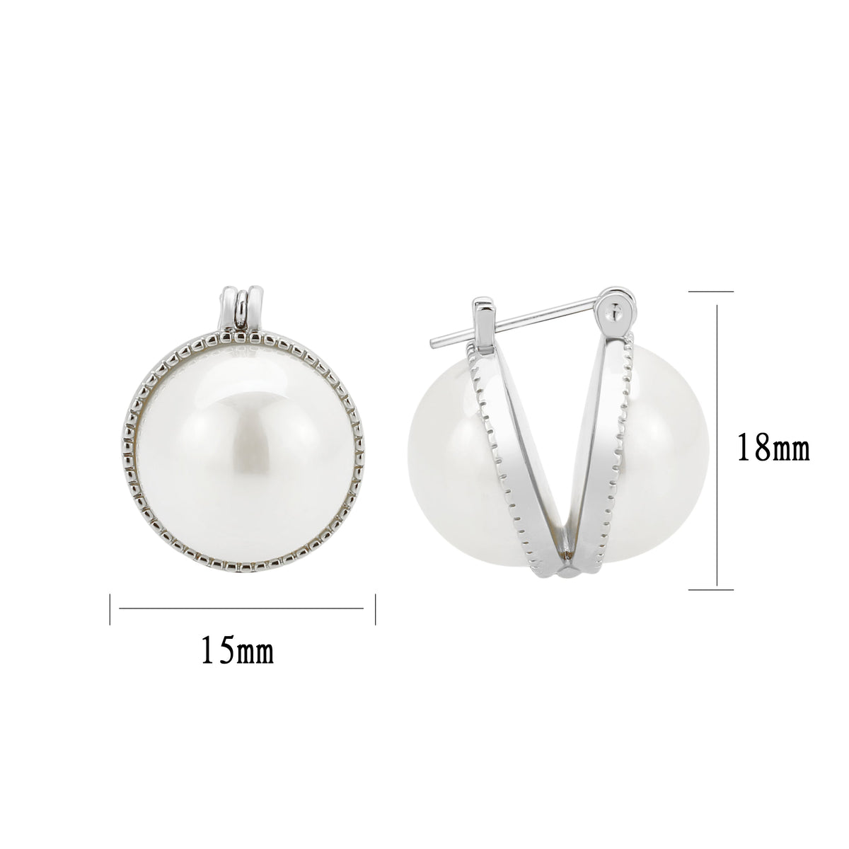 3W1764 - Imitation Rhodium Brass Earring with Synthetic in White-2