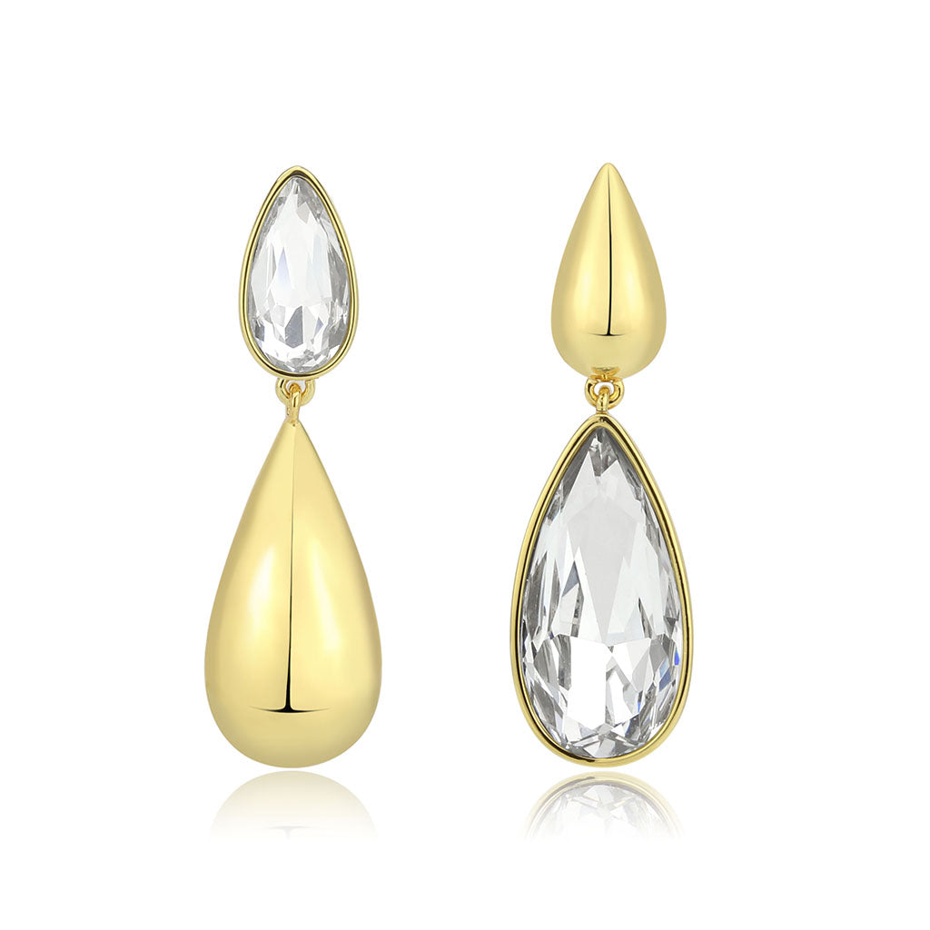 3W1767G - Flash Gold Brass Earring with Top Grade Crystal in Clear-2