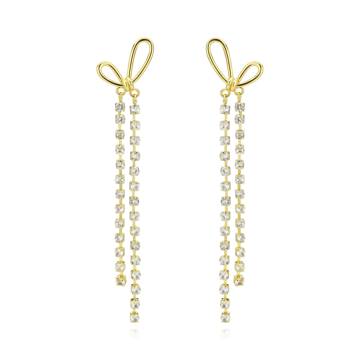 3W1768G - Flash Gold Brass Earring with Top Grade Crystal in Clear-0