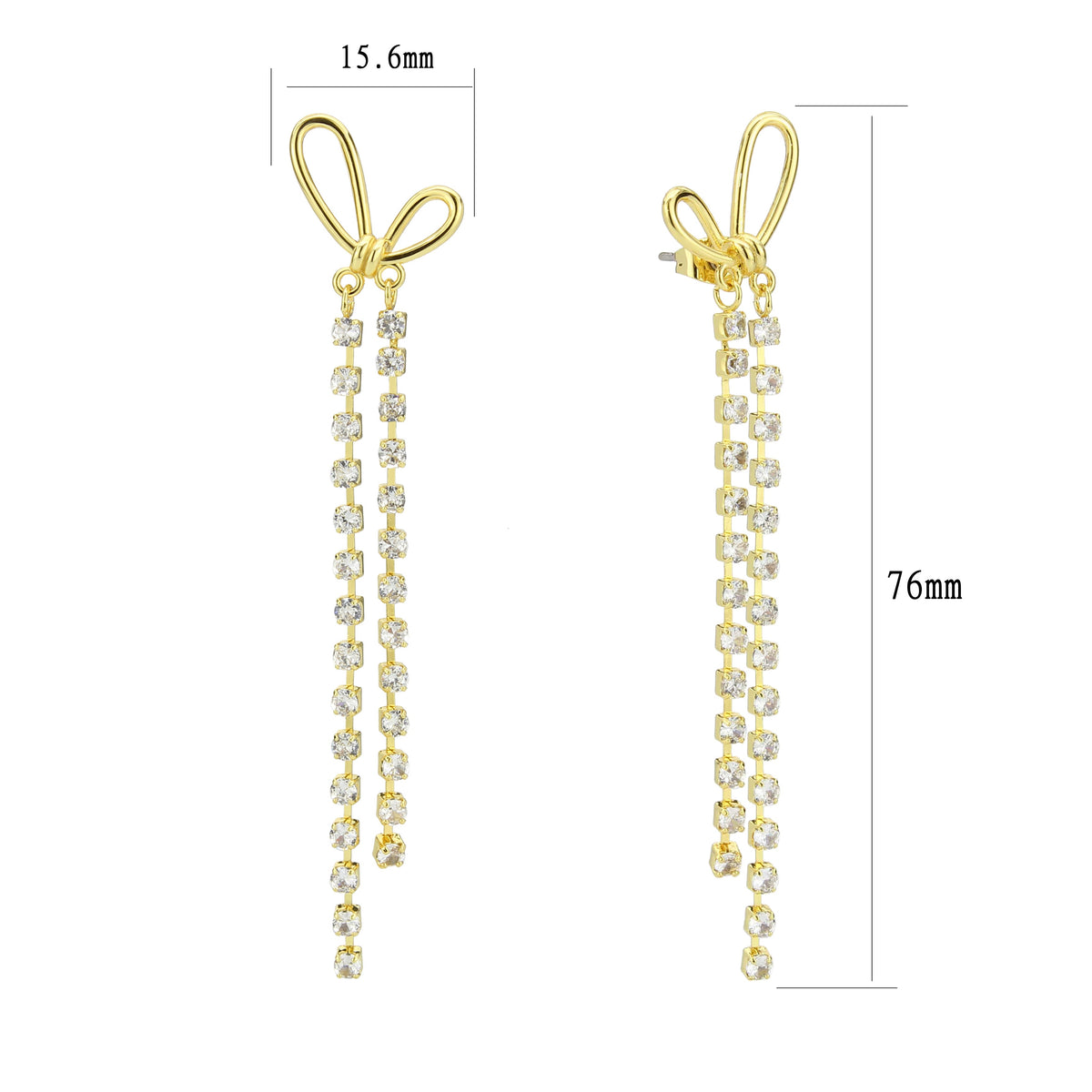 3W1768G - Flash Gold Brass Earring with Top Grade Crystal in Clear-2
