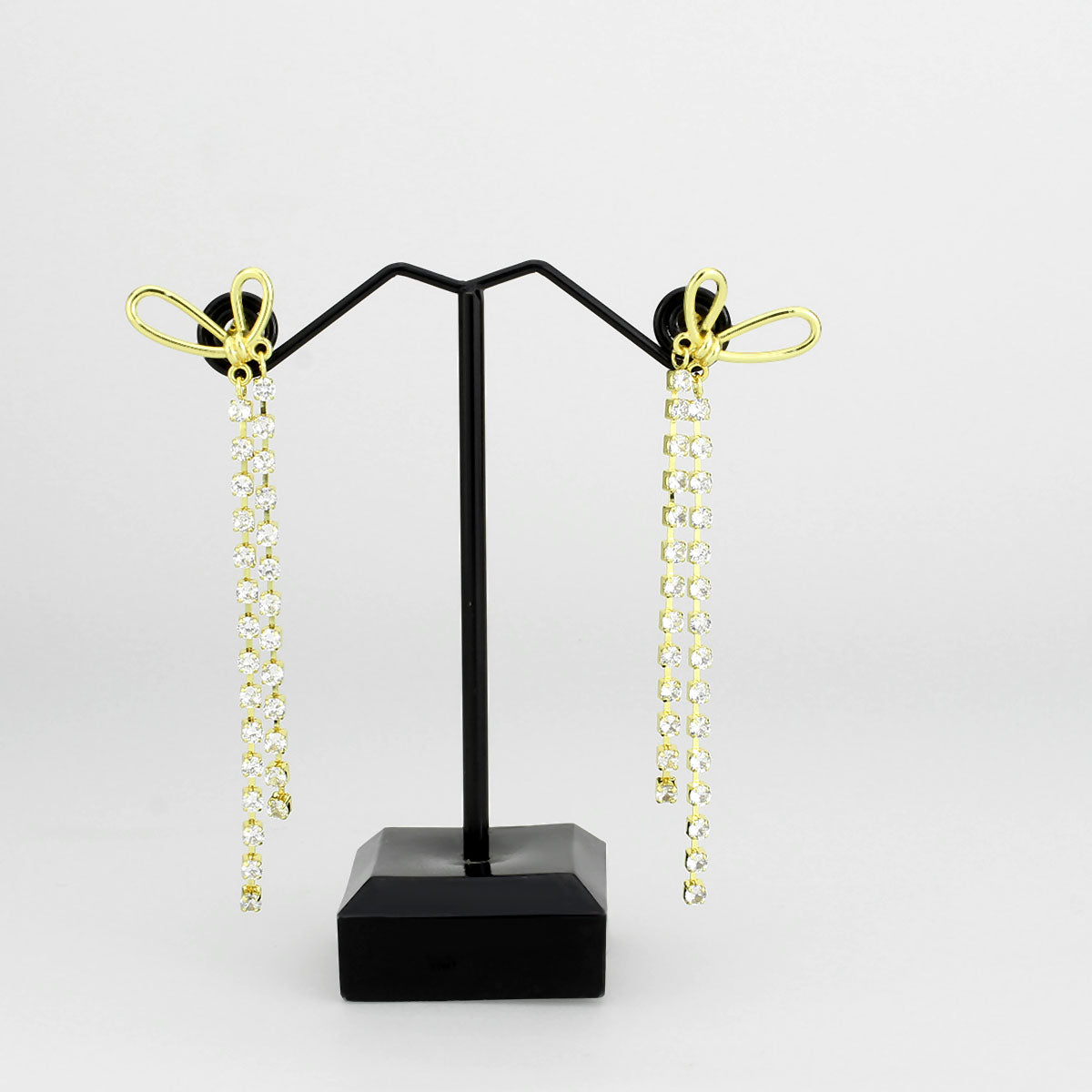 3W1768G - Flash Gold Brass Earring with Top Grade Crystal in Clear-1