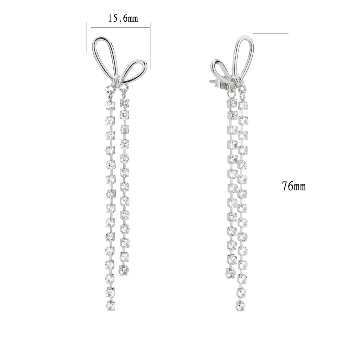 3W1768 - Imitation Rhodium Brass Earring with Top Grade Crystal in Clear-0