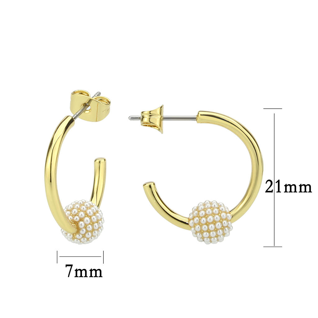 3W1774 - Flash Gold Brass Earring with Synthetic in White-1