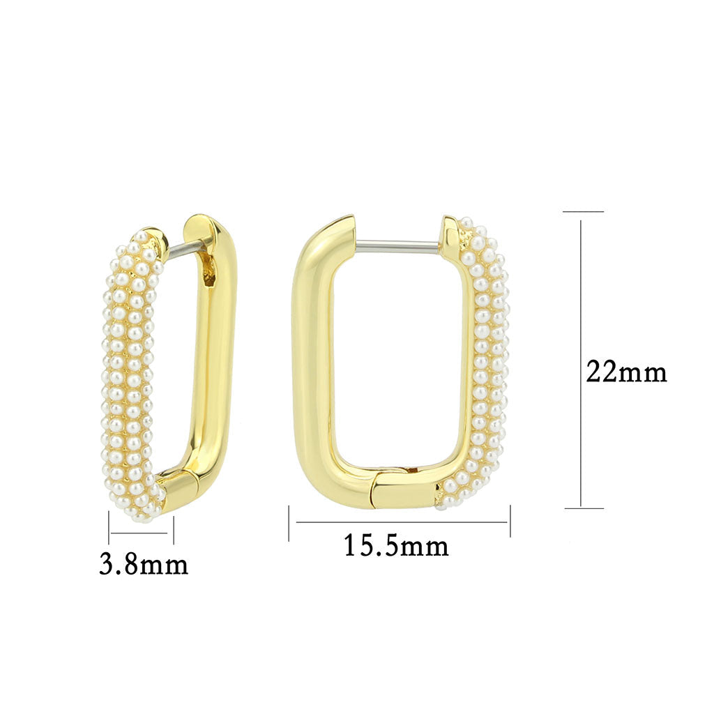 3W1777 - Flash Gold Brass Earring with Synthetic in White-1