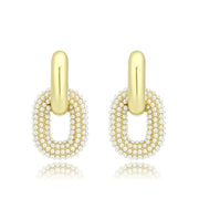3W1778 - Flash Gold Brass Earring with Synthetic in White-0