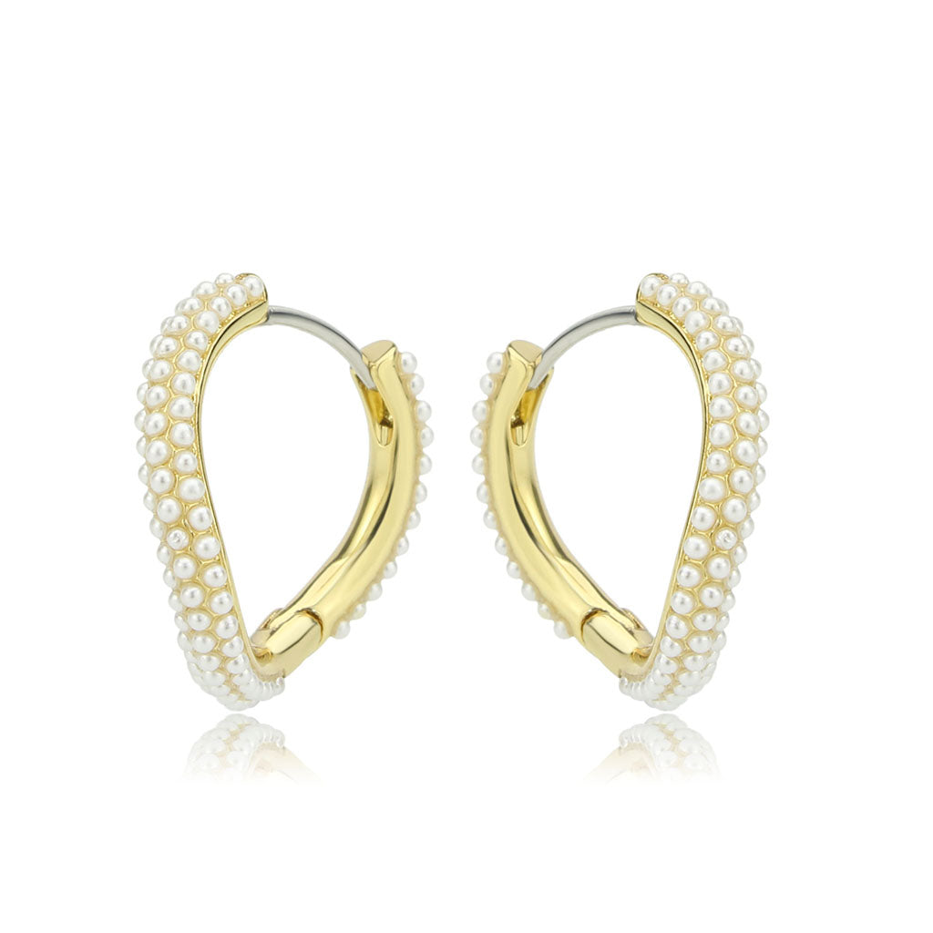 3W1779 - Flash Gold Brass Earring with Synthetic in White-0