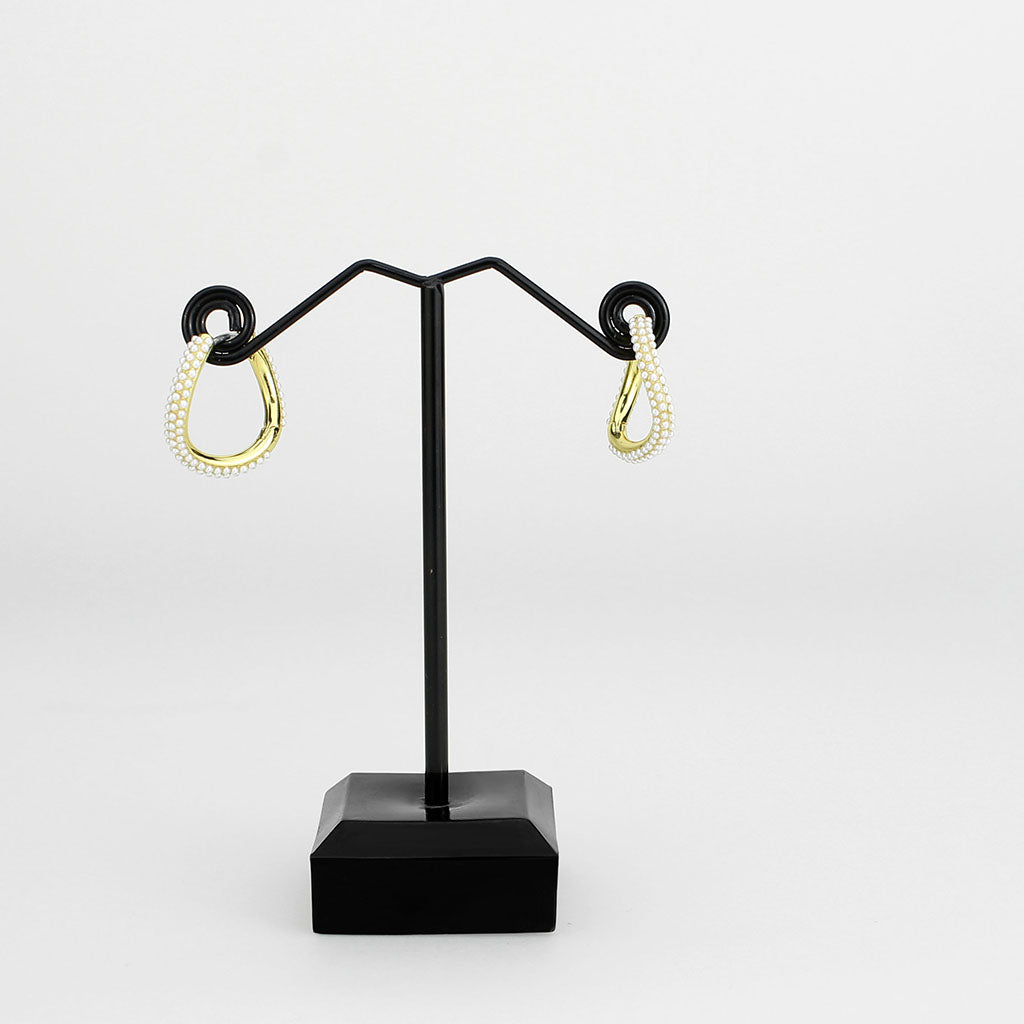 3W1779 - Flash Gold Brass Earring with Synthetic in White-2