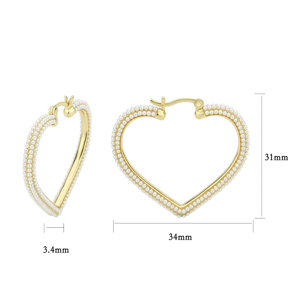 3W1782 - Flash Gold Brass Earring with Synthetic in White-1