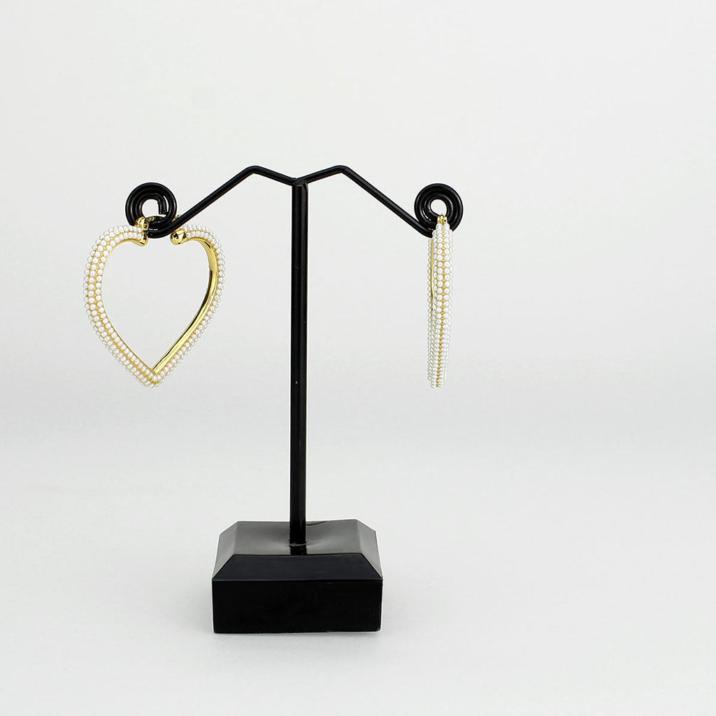 3W1782 - Flash Gold Brass Earring with Synthetic in White-2