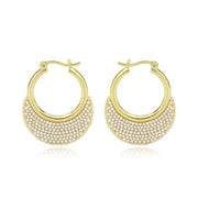 3W1785 - Flash Gold Brass Earring with Synthetic in White-0