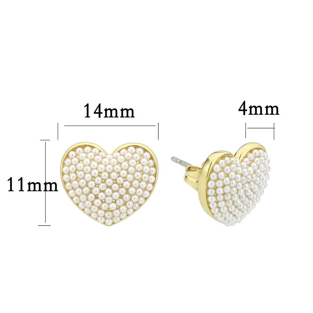 3W1787 - Flash Gold Brass Earring with Synthetic in White-1