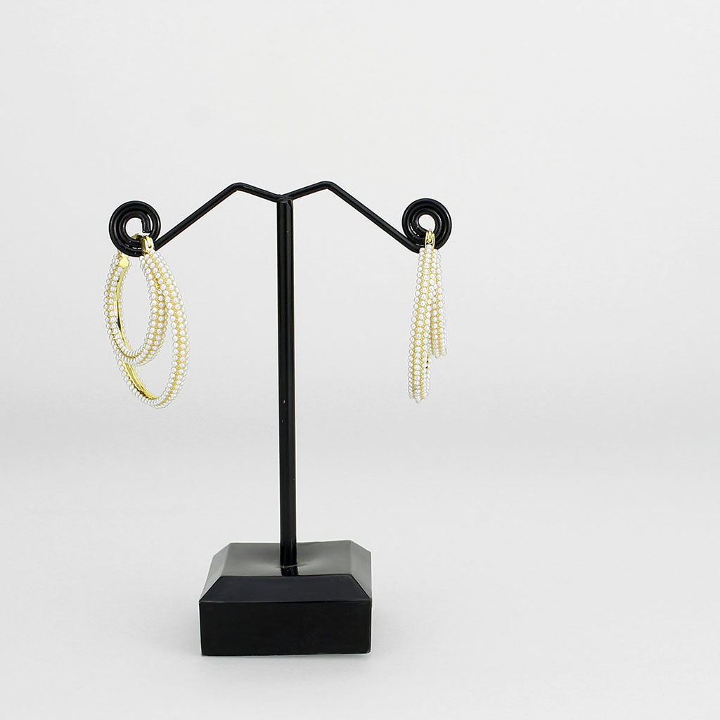 3W1791 - Flash Gold Brass Earring with Synthetic in White-2