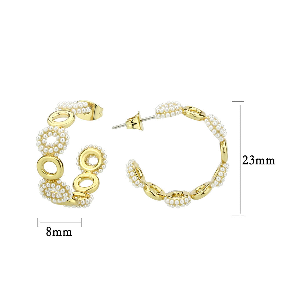 3W1792 - Flash Gold Brass Earring with Synthetic in White-1