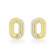 3W1793 - Flash Gold Brass Earring with Synthetic in White-0