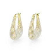 3W1795 - Flash Gold Brass Earring with Synthetic in White-0